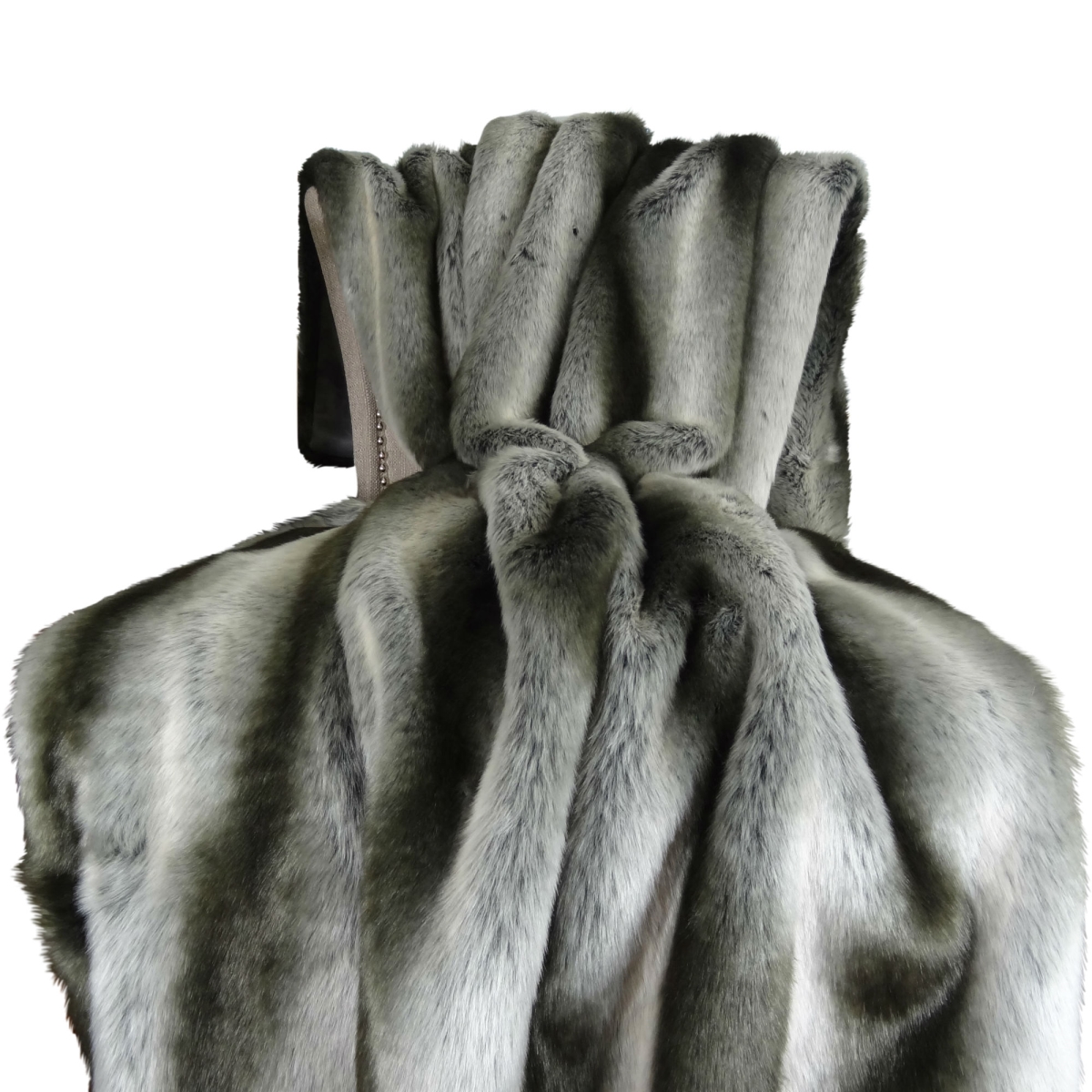 Chinchilla Faux Fur Handmade Throw Blanket - Gray & Silver