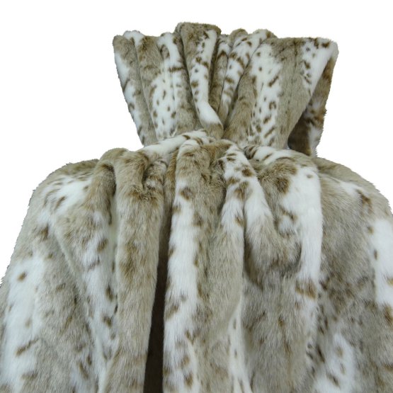 Siberian Leopard Handmade Throw Blanket - White - Taupe & Brown