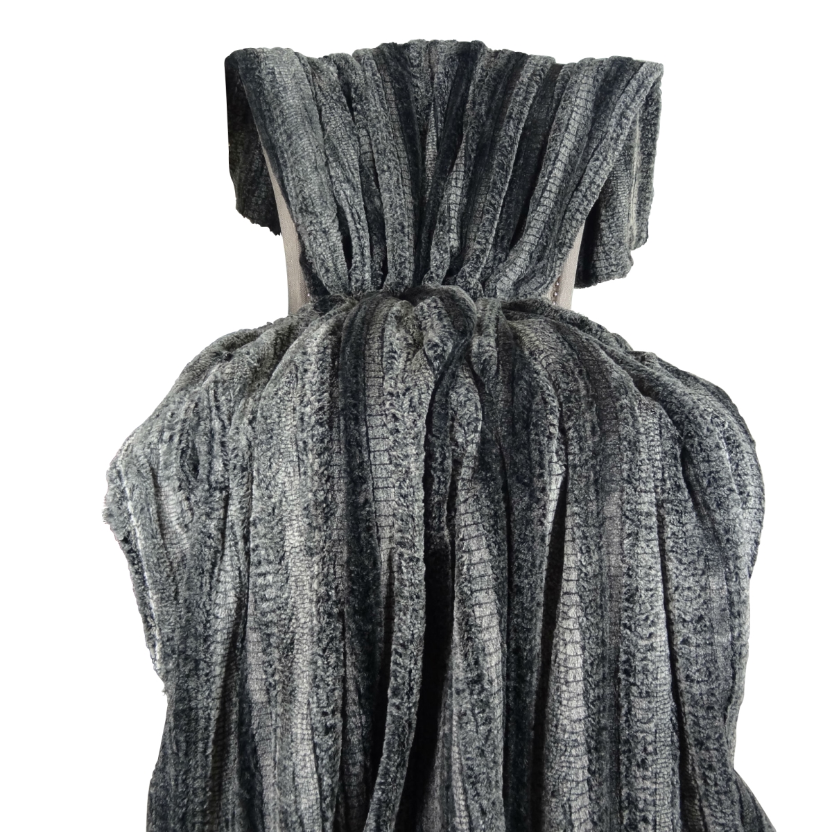 Cuddle Fringe Handmade Throw Blanket - Gray & Charcoal - 70 x 90 in.