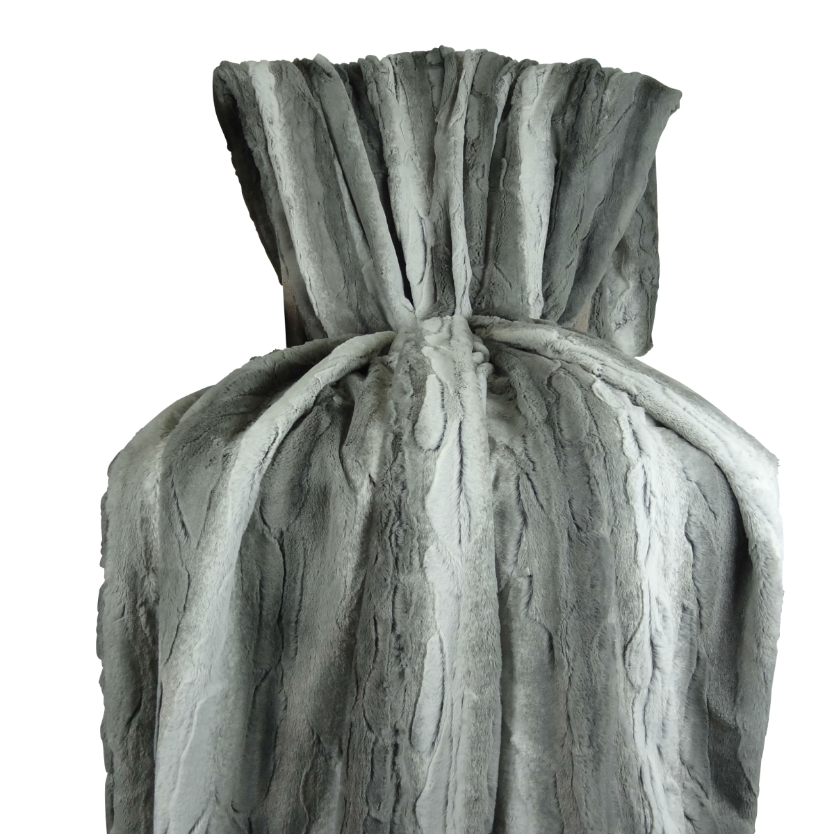 Cuddle Angora Platinum Handmade Throw Blanket - Gray - Charcoal & White