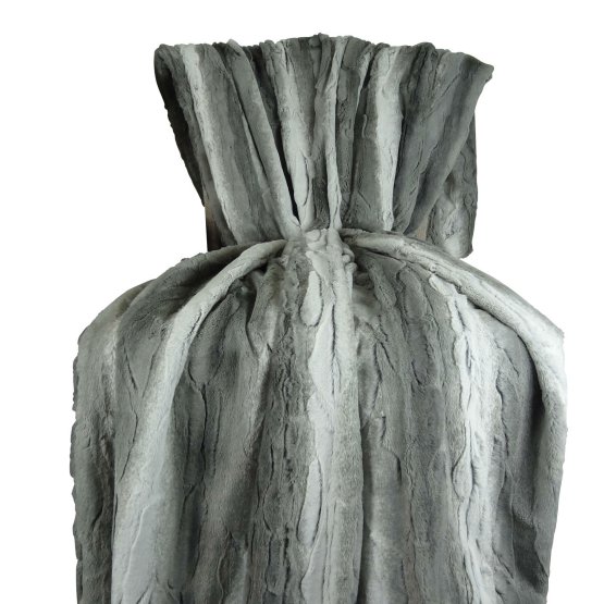 Cuddle Angora Platinum Handmade Throw Blanket - Gray - Charcoal & White