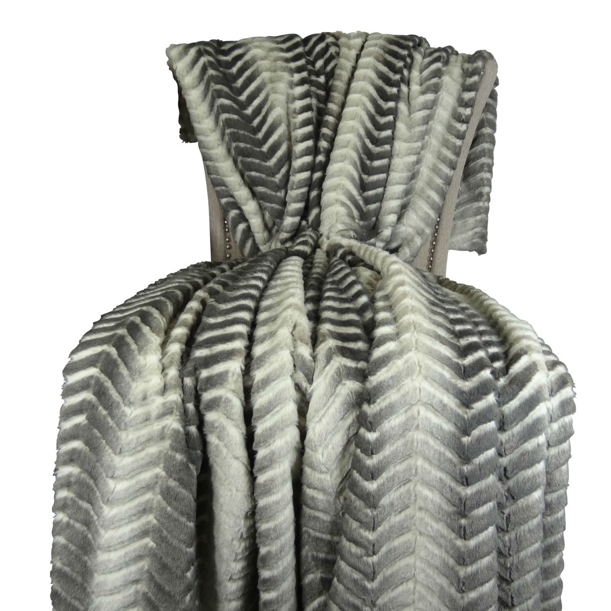 Cuddle Mirage Handmade Throw Blanket - Gray & Beige - 80 x 90 in.