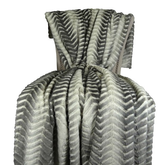 Cuddle Mirage Handmade Throw Blanket - Gray & Beige - 114 x 120 in.