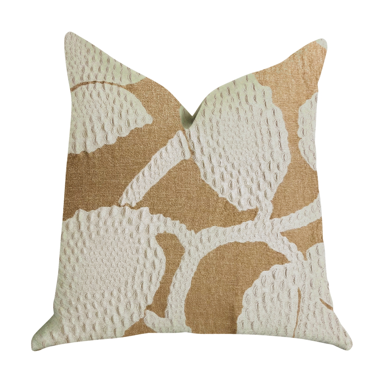 Golden Arabella Vine Luxury Double Sided Throw Pillow, Beige & Bronze - King