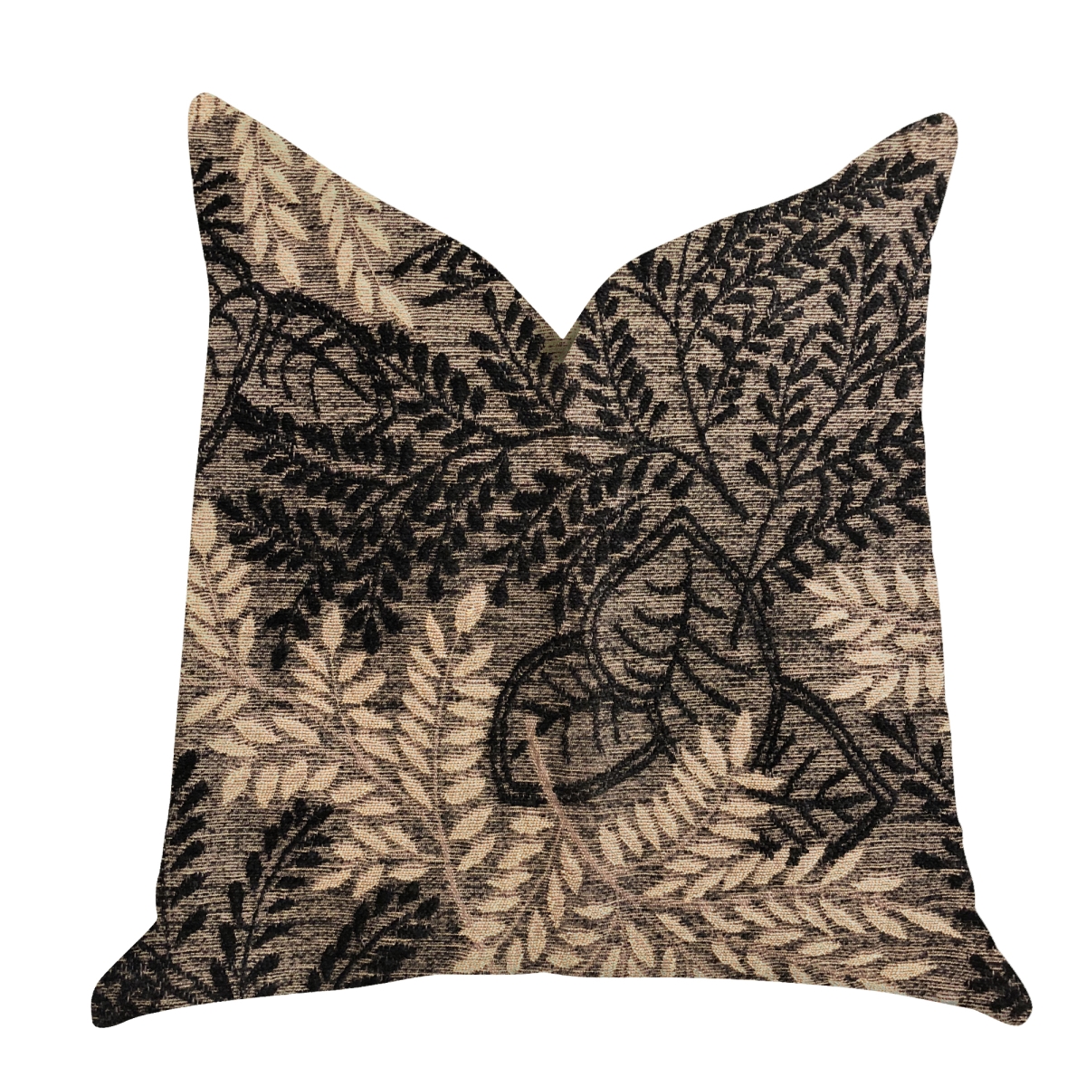 12 x 25 in. Bonzai Ebony Floral Double Sided Throw Pillow - Black & Brown