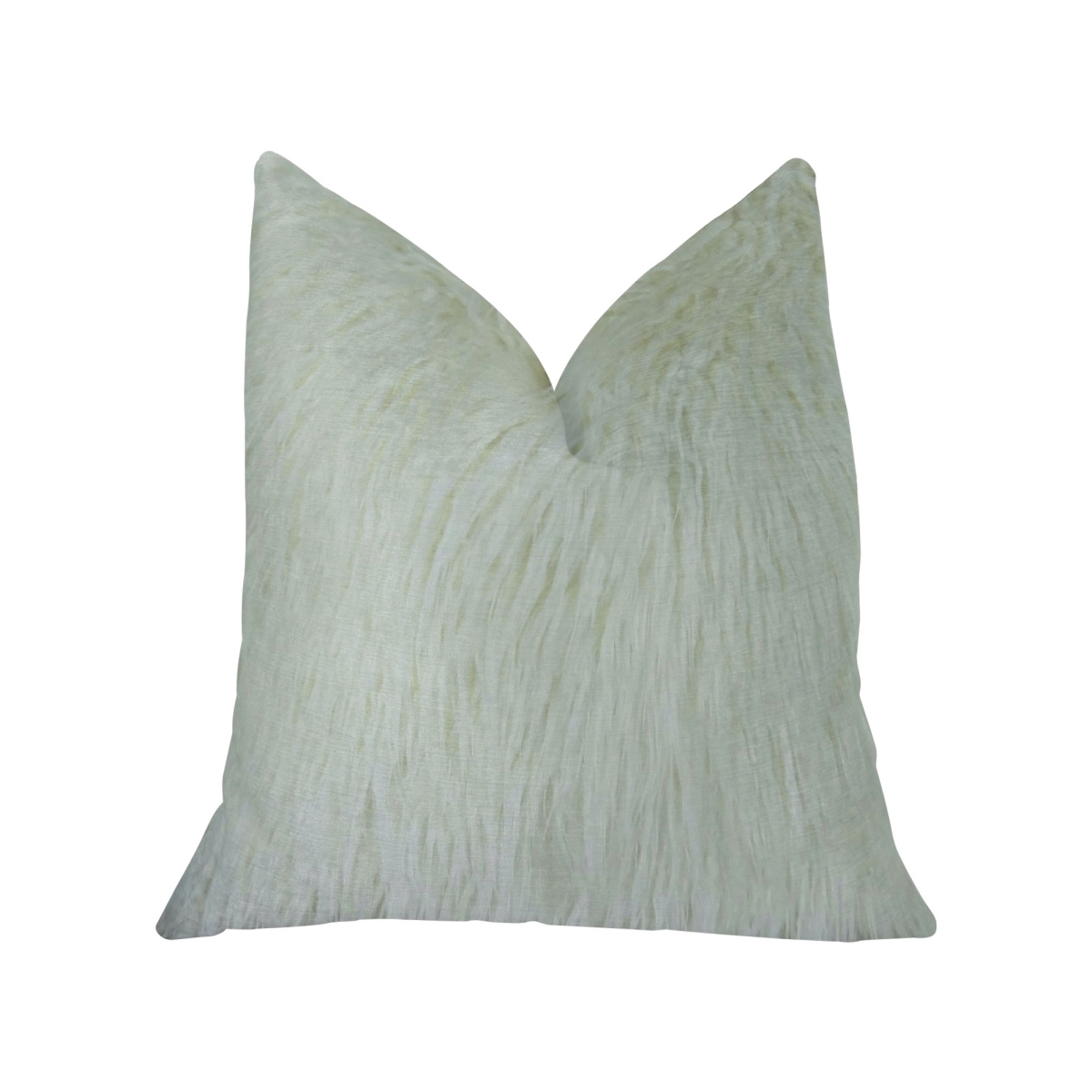 Fuzzy Mongolian Fur White Handmade Luxury Pillow, 26 x 26 in.
