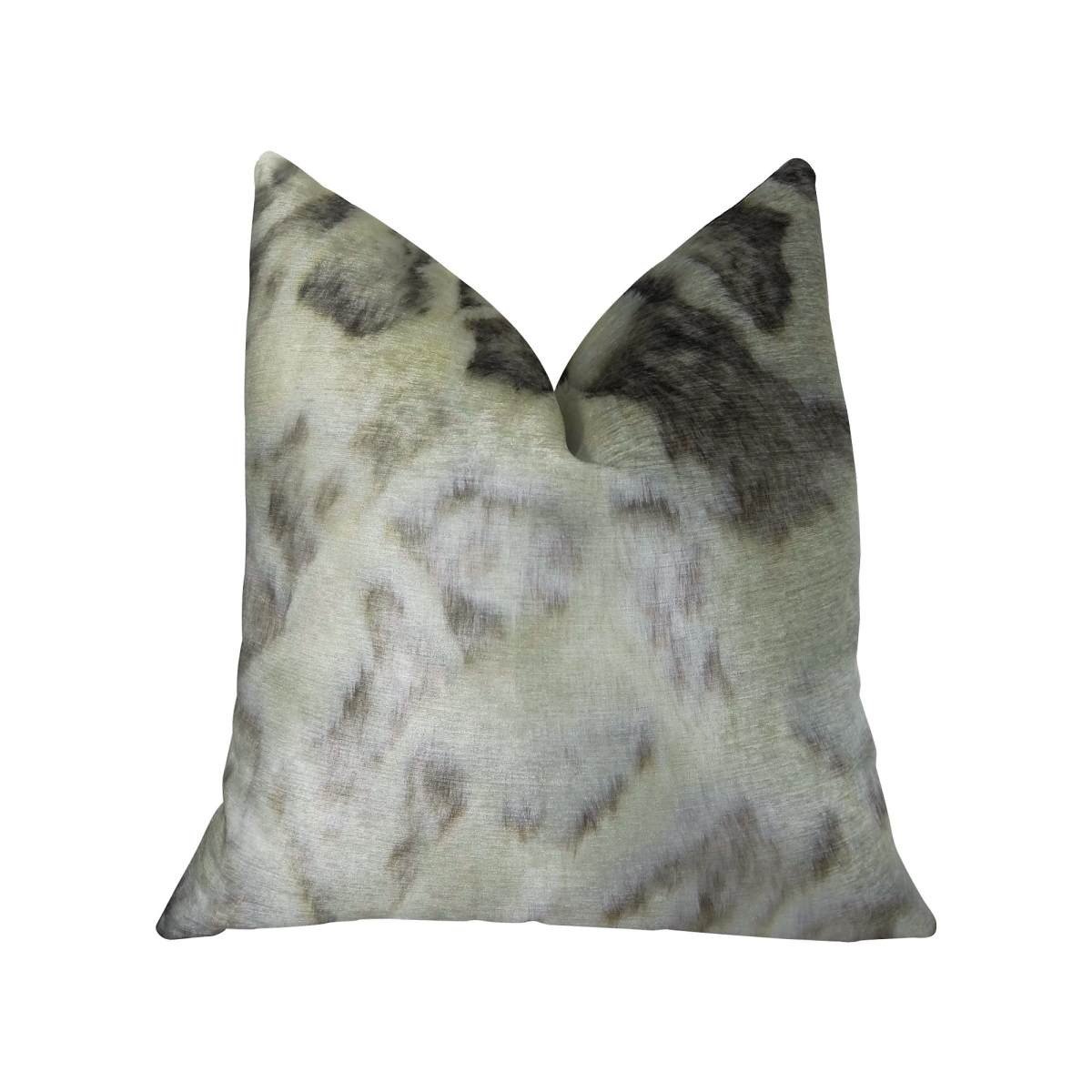 Cuddly Ivory Rabbit Fur Ivory Gray Handmade Luxury Pillow, 20 x 30 in. Queen
