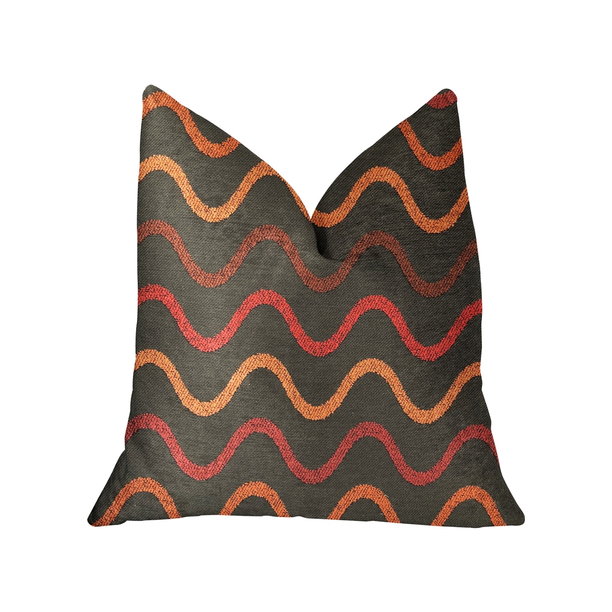 Serenity Flow Gray & Orange Luxury Throw Pillow, 20 x 20 in.