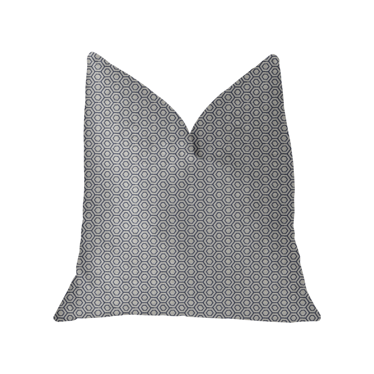Myriad Hexagon Blue & Beige Luxury Throw Pillow, 12 x 20 in.
