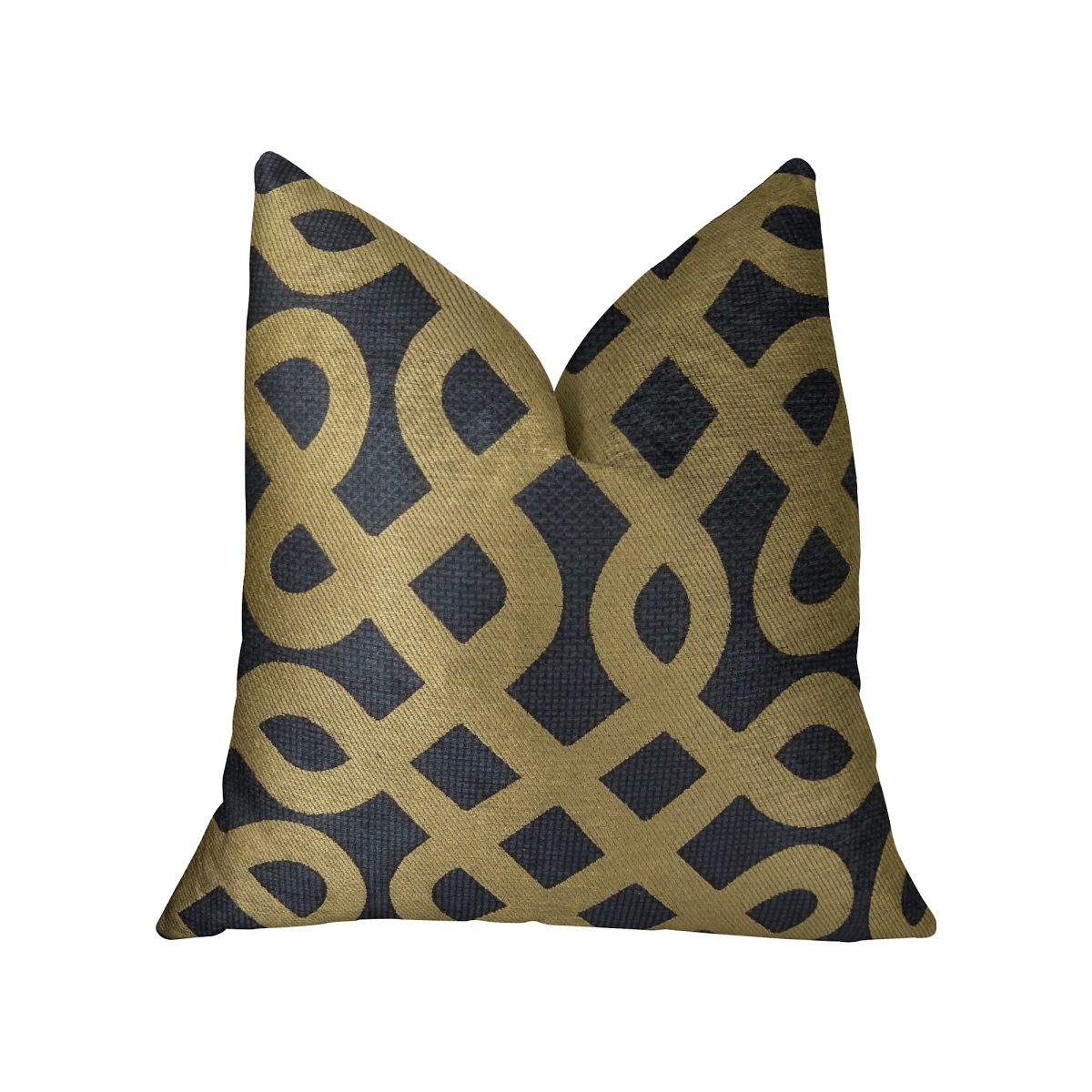 Golden Maze Black & Gold Handmade Luxury Pillow, 24 x 24 in.