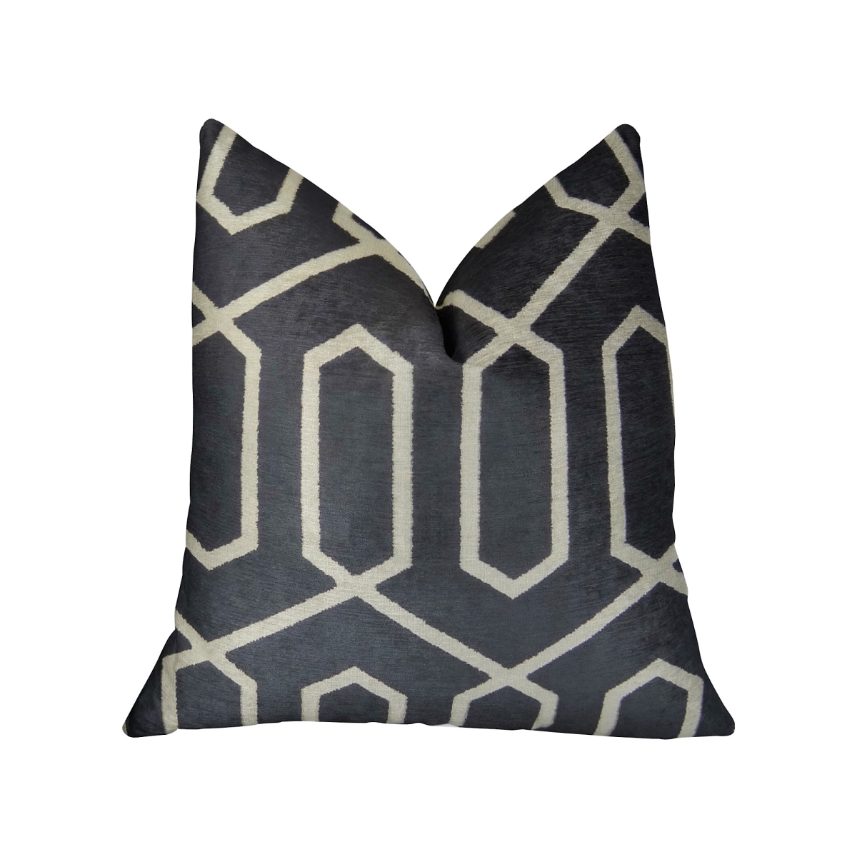 Geometric Lattice Black Cream Handmade Luxury Pillow, 20 x 20 in.