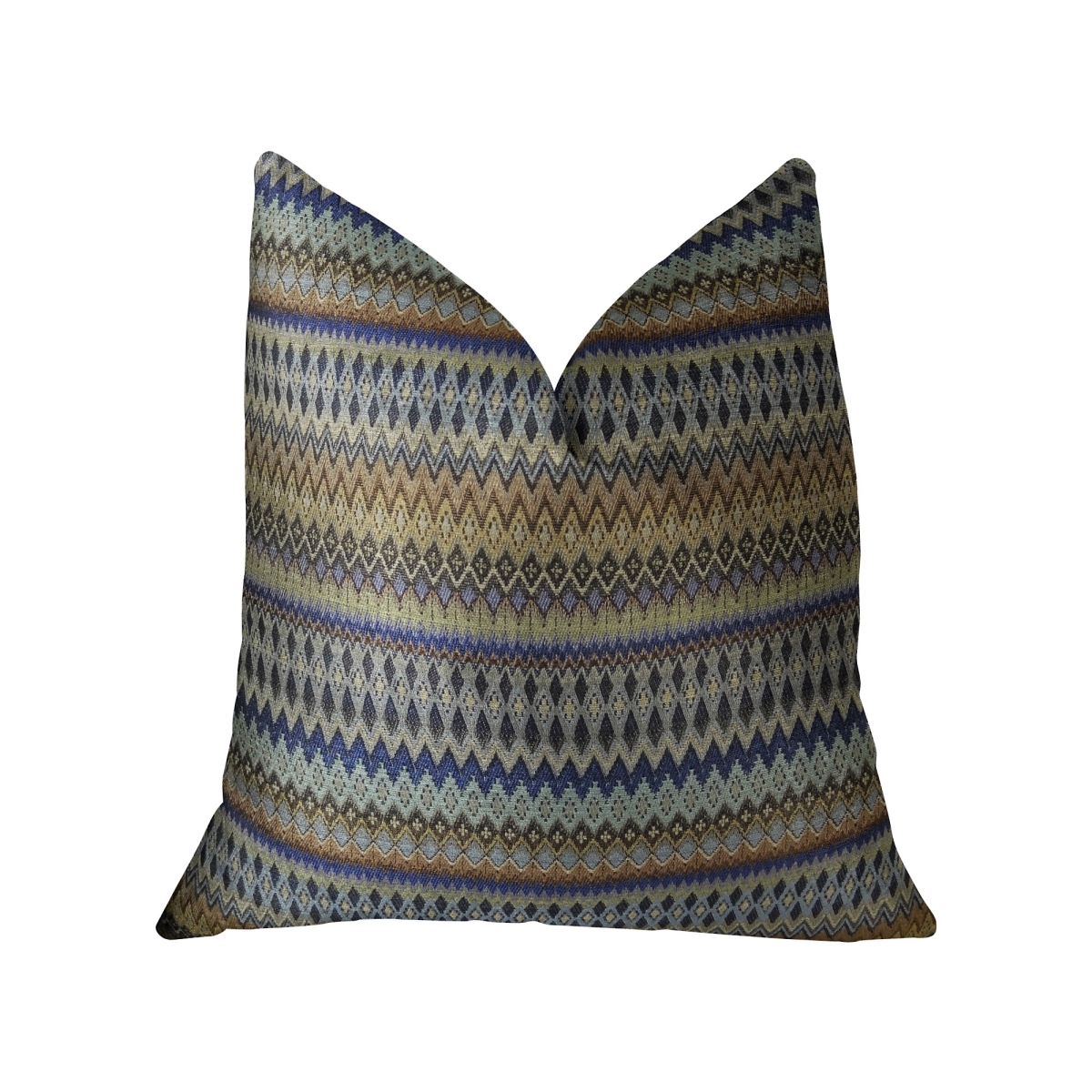 PBRAZ302-1220-DP Zipline Navy Blue & Taupe Handmade Luxury Pillow, 12 x 20 in.