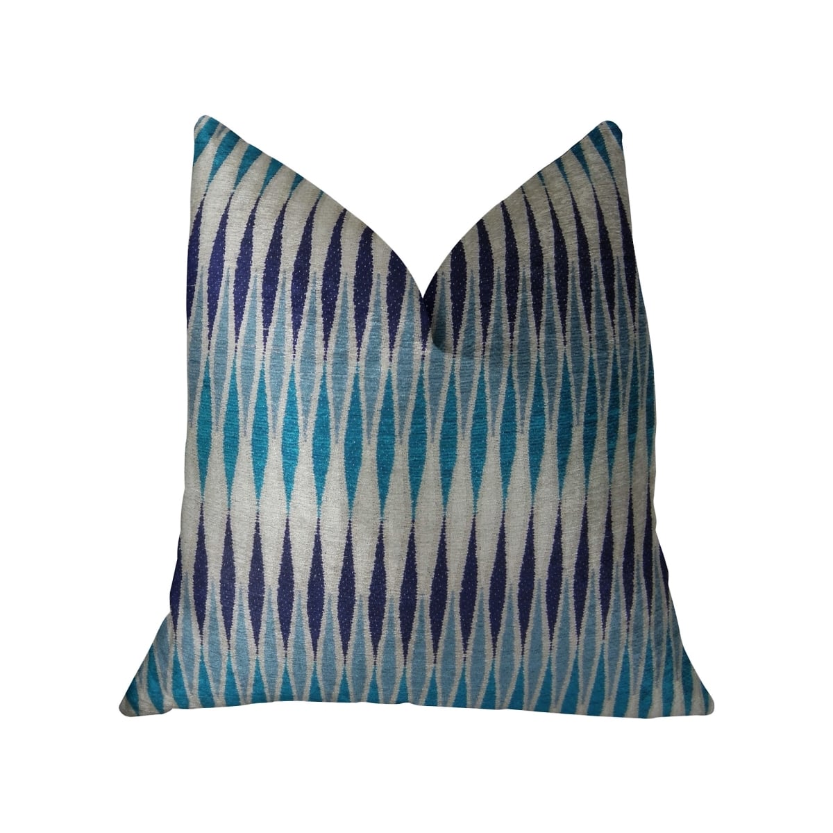 Wavering Blues Navy Blue & White Handmade Luxury Pillow, 18 x 18 in.