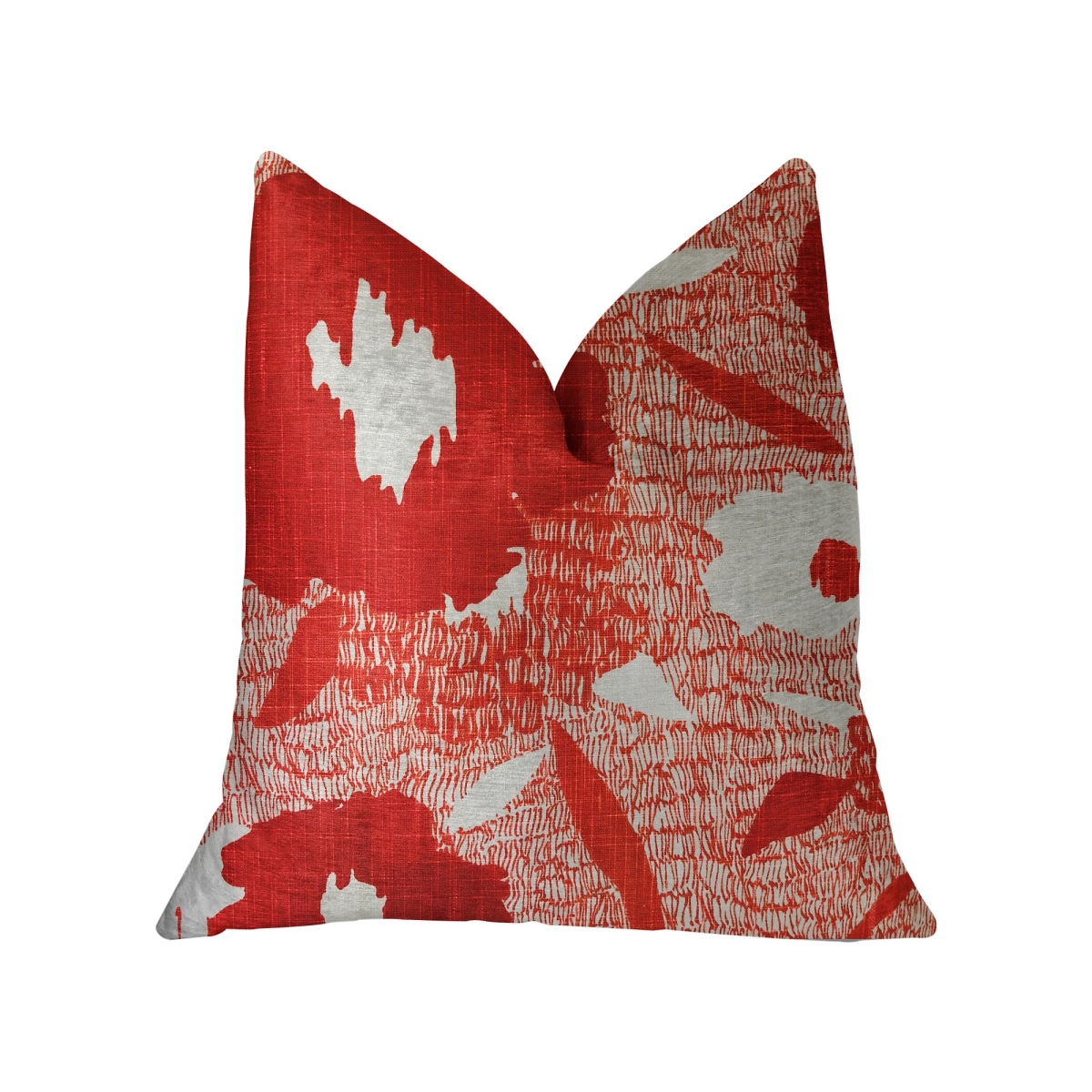 Hibiscus Red & Beige Luxury Throw Pillow, 12 x 20 in.
