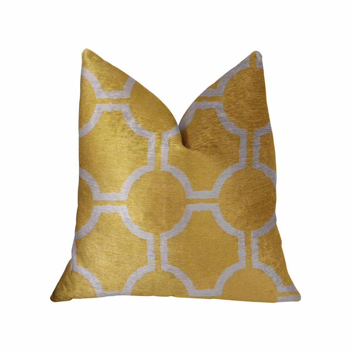 Honeycomb Yellow & Beige Luxury Throw Pillow, 20 x 36 in. King
