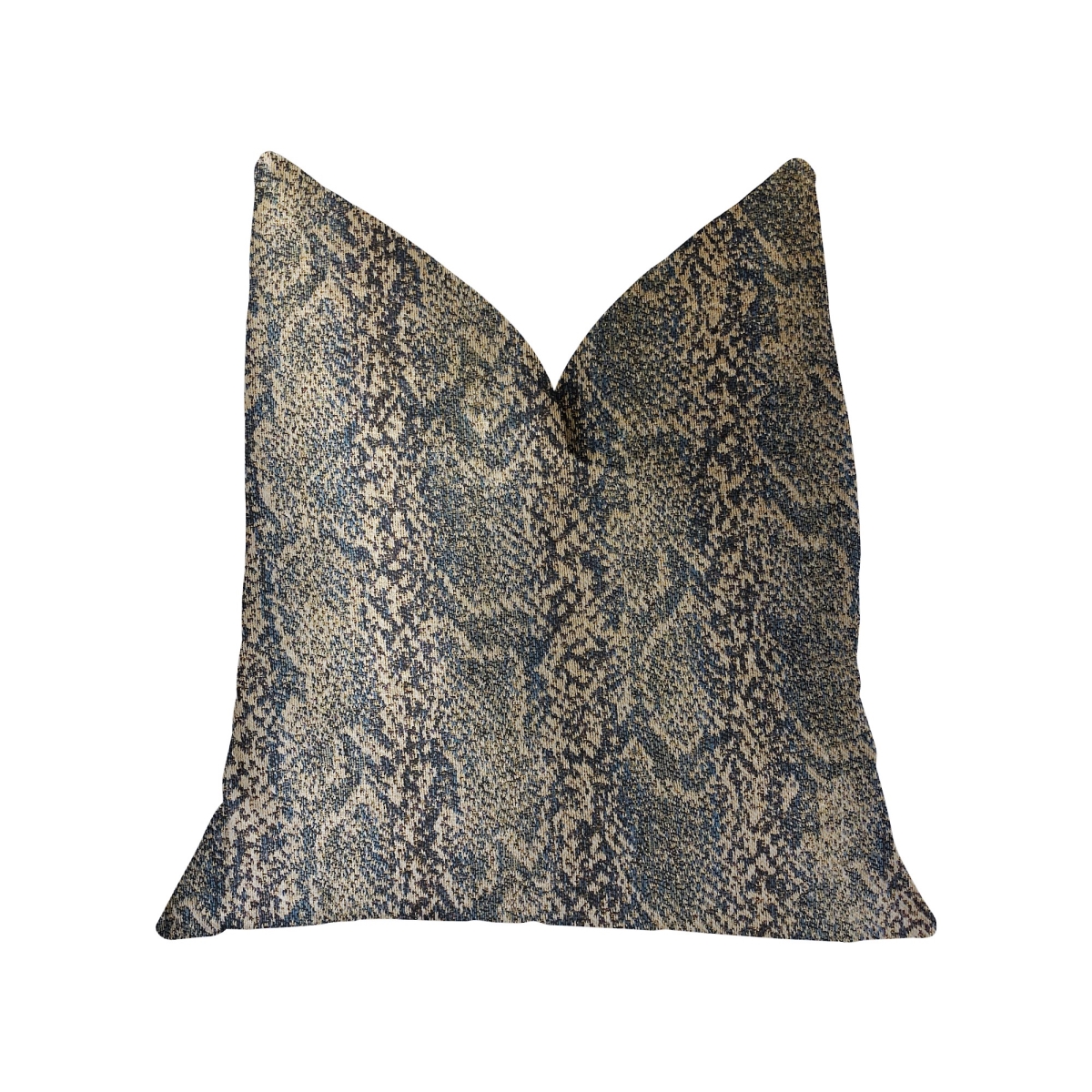 Exotic Phantom Blue & Gold Luxury Throw Pillow, 20 x 20 in.