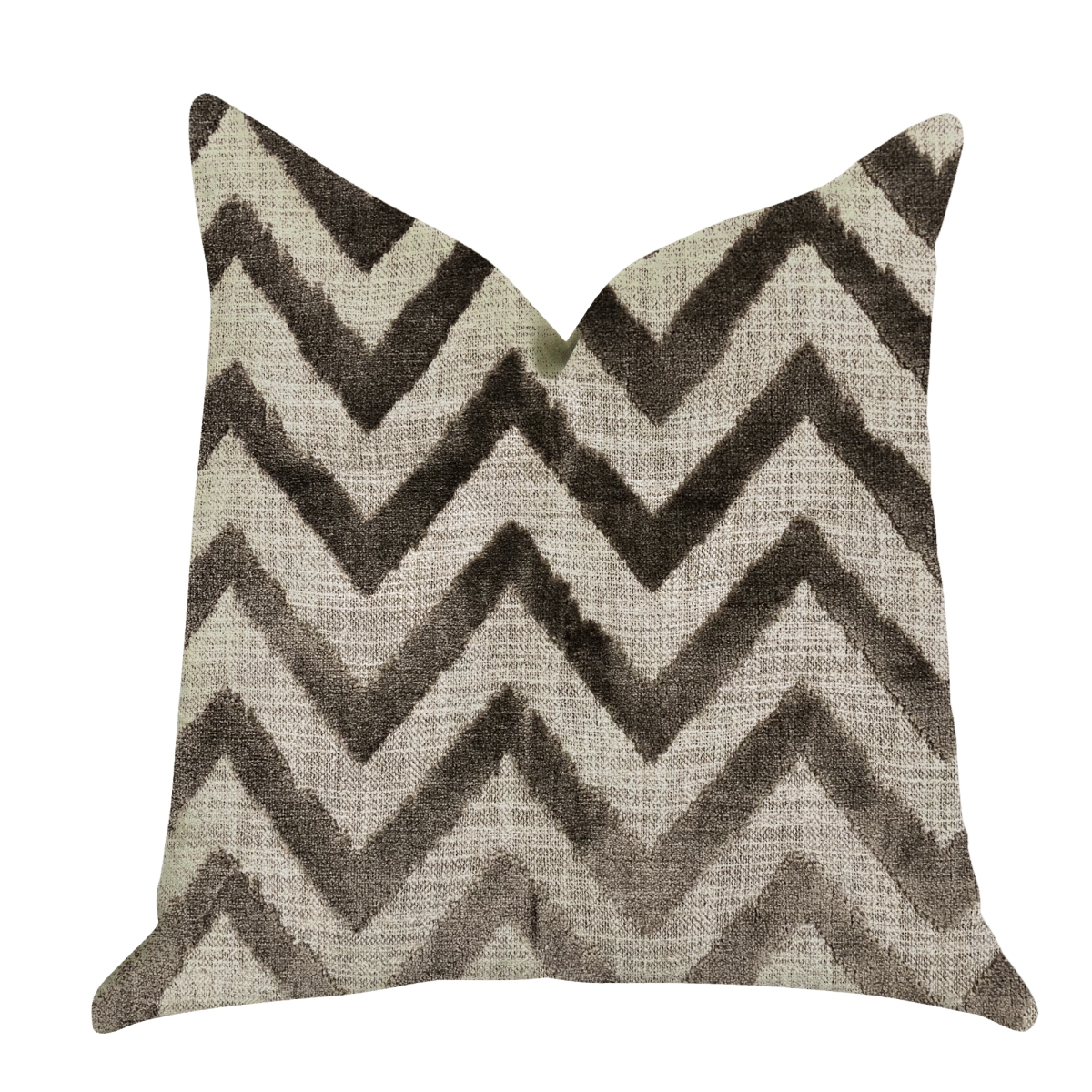 Oblique Zigzag Luxury Throw Pillow in Beige Tones - 22 x 22 in.