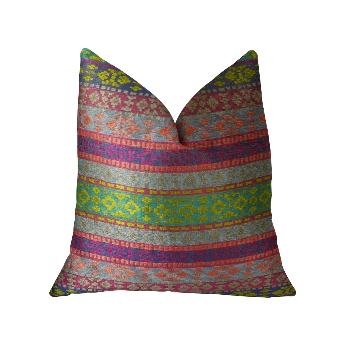 Avalanche Magenta Green & Blue Handmade Luxury Pillow, 20 x 20 in.