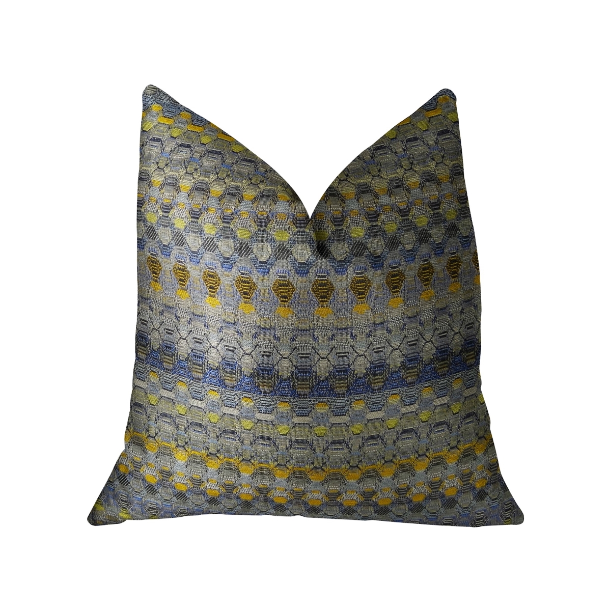 Blue Wynne Blue Navy & Yellow Handmade Luxury Pillow, 24 x 24 in.