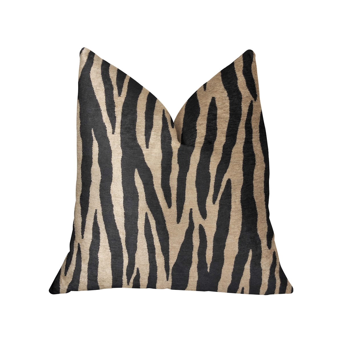 Zippy Zebra Black & Beige Luxury Throw Pillow, 22 x 22 in.