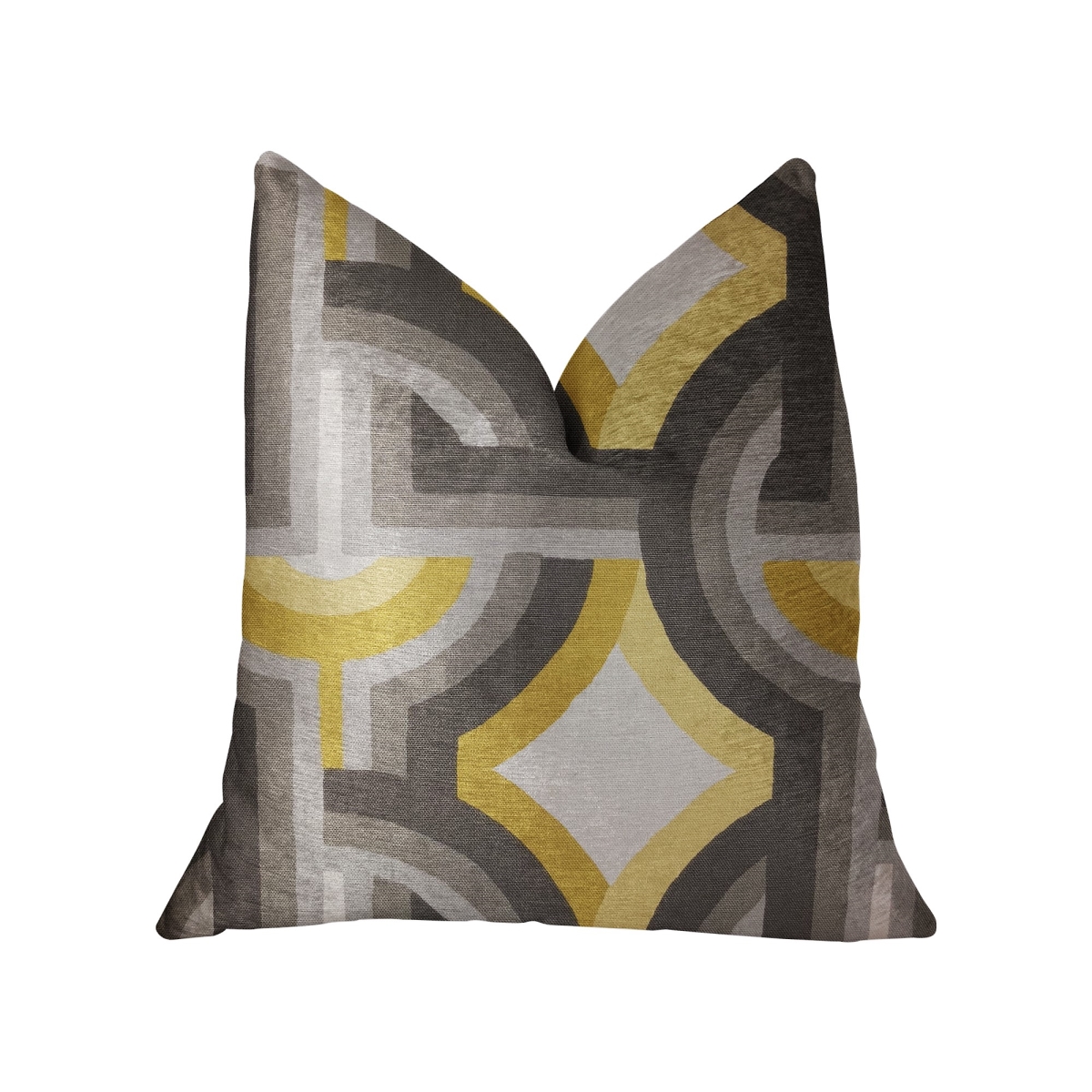 Delightful Chain Yellow, Beige & Gray Luxury Throw Pillow, 20 x 20 in.