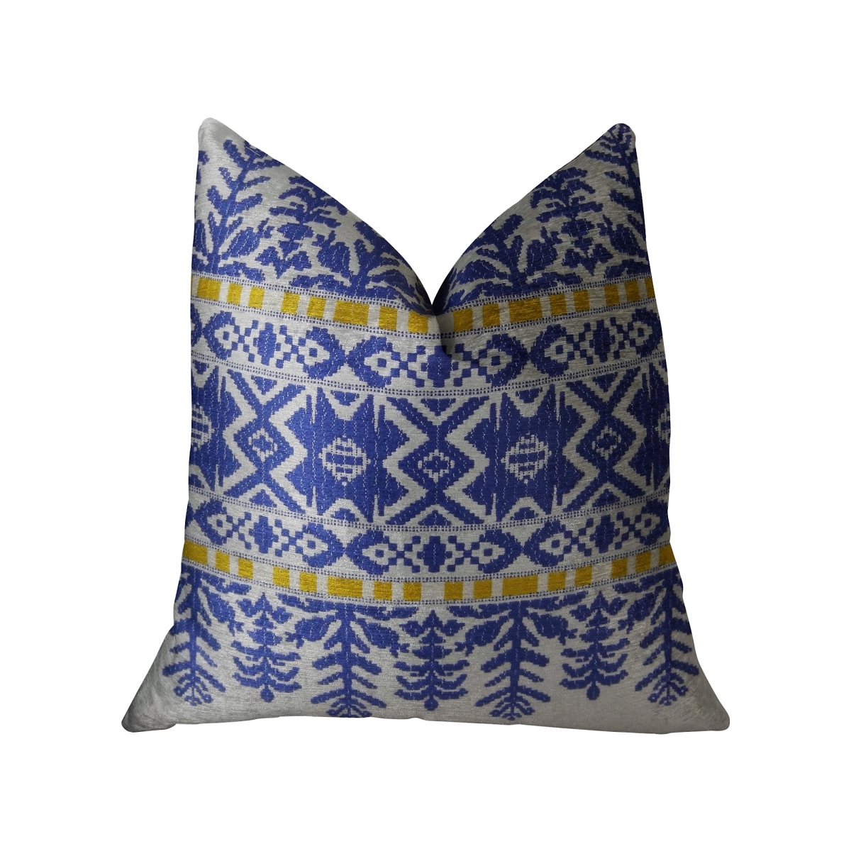 Splendid Aztec Blue & White Handmade Luxury Pillow - 22 x 22 in.