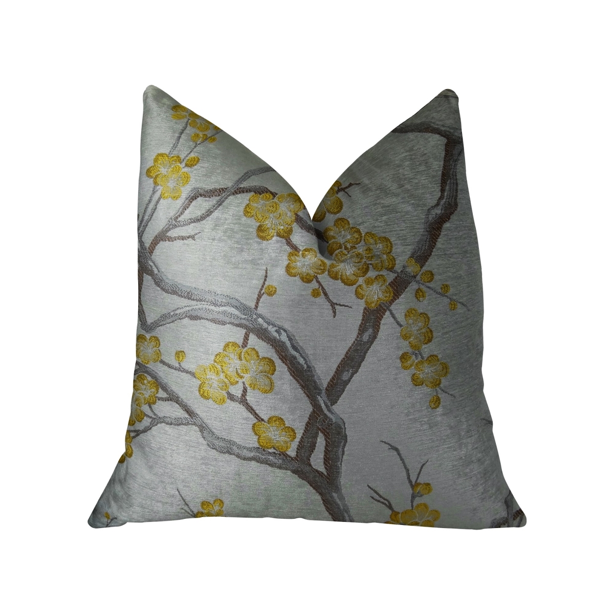 PBRAZ115-1220-DP Yellow Blossom Yellow & Gray Handmade Luxury Pillow, 12 x 20 in.