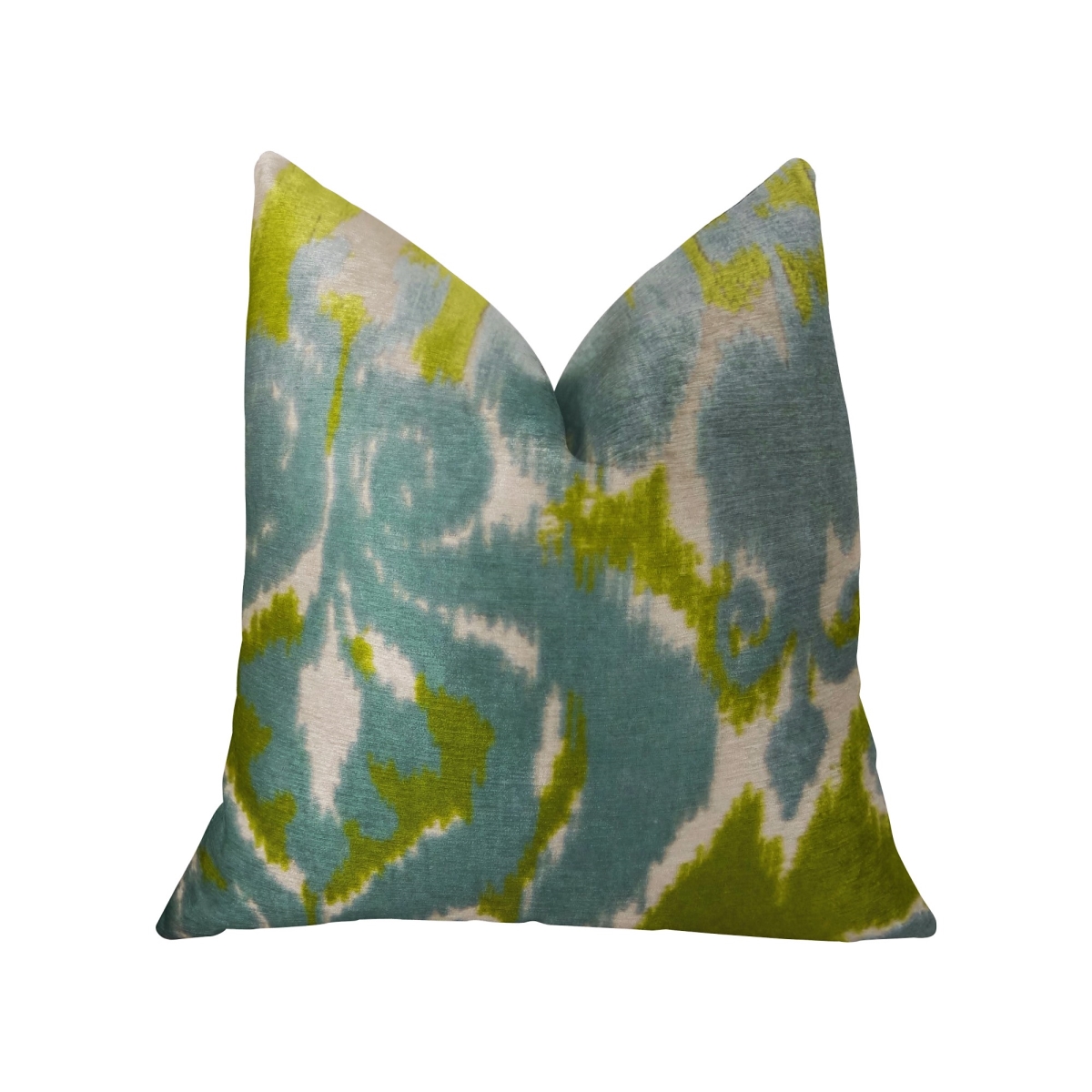 PBRAZ363-1220-DP Velvet Pine Cliff Blue Citrine & Cream Handmade Luxury Pillow, 12 x 20 in.