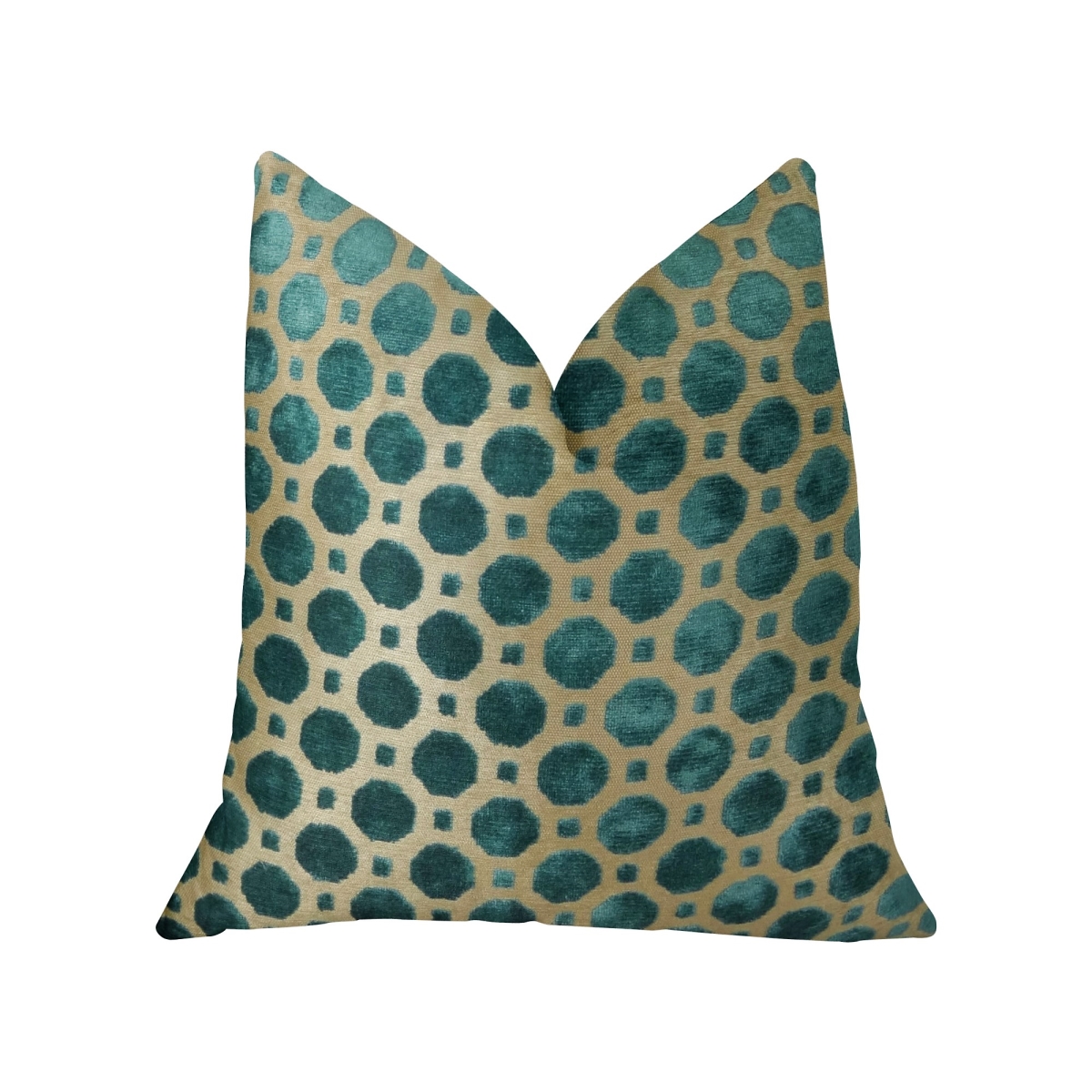 PBRAZ364-1220-DP Velvet Aquamarine Turquoise & Taupe Handmade Luxury Pillow, 12 x 20 in.