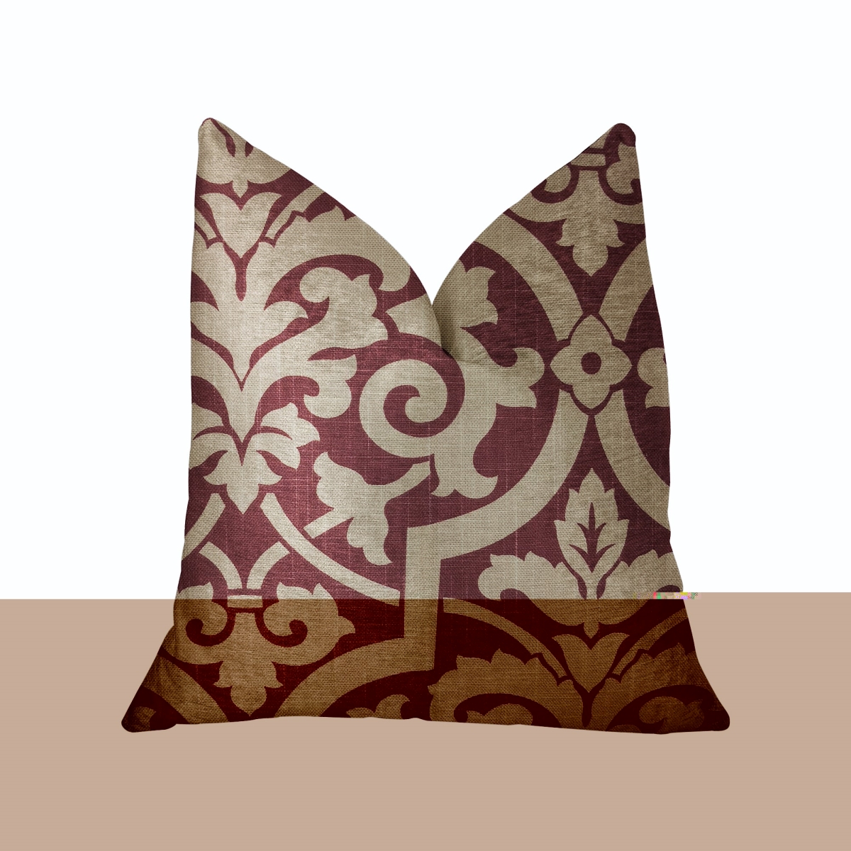 Sacred Shield Red & Beige Luxury Throw Pillow, 18 x 18 in.