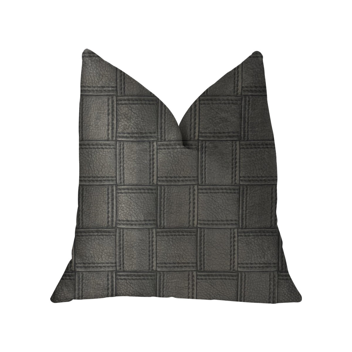 Licorice Black Artificial Leather Luxury Throw Pillow, 20 x 20 in.