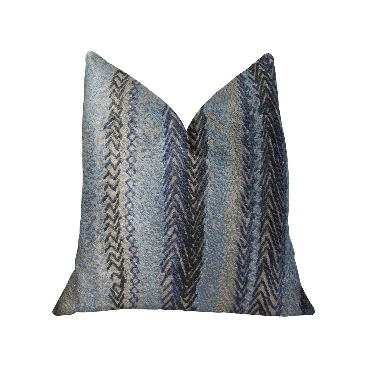 PBRAZ157-1220-DP Blue Gate Gray Blue & Taupe Handmade Luxury Pillow, 12 x 20 in.