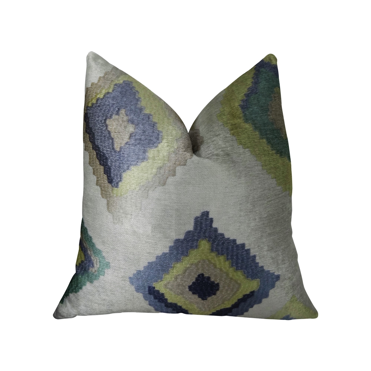 PBRAZ158-1616-DP White Navy & Lime Handmade Luxury Pillow, 16 x 16 in.