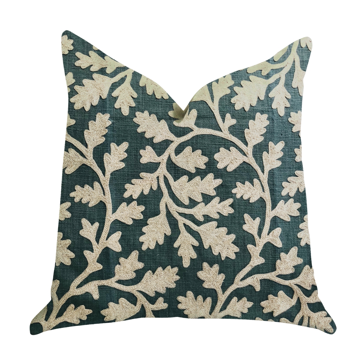 Wild Emerald Figleaf in Green Luxury Throw Pillow, 24 x 24 in.