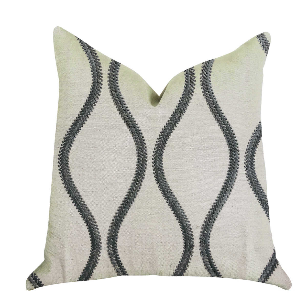 Bella Curve Green & Beige Luxury Throw Pillow, 20 x 20 in.
