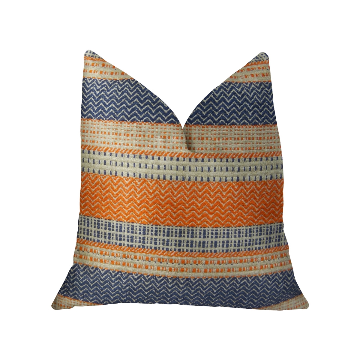 PBRAZ166-1220-DP Anastasia Orange Navy & Cream Handmade Luxury Pillow, 12 x 20 in.