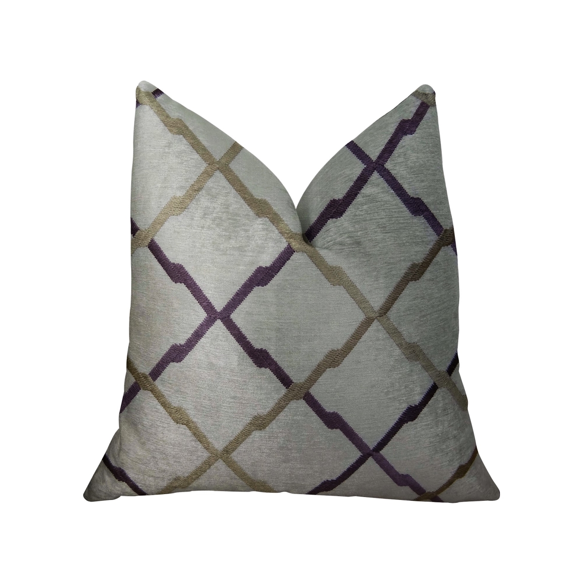 PBRAZ180-1220-DP Valencia White Purple & Taupe Handmade Luxury Pillow, 12 x 20 in.