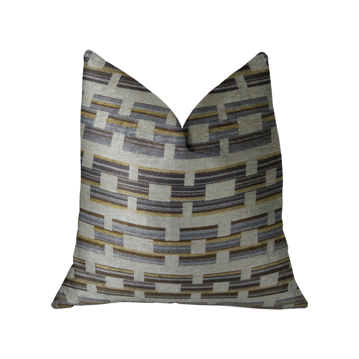 Foursquare White & Gray Handmade Luxury Pillow, 20 x 36 in. King
