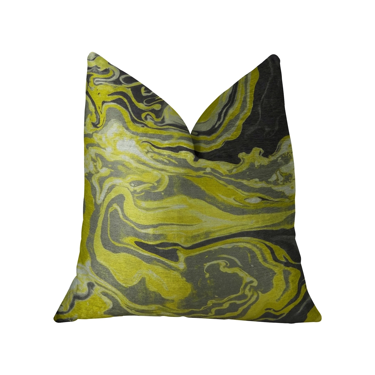 Marble Onyx Yellow Gray & Black Handmade Luxury Pillow, 24 x 24 in.