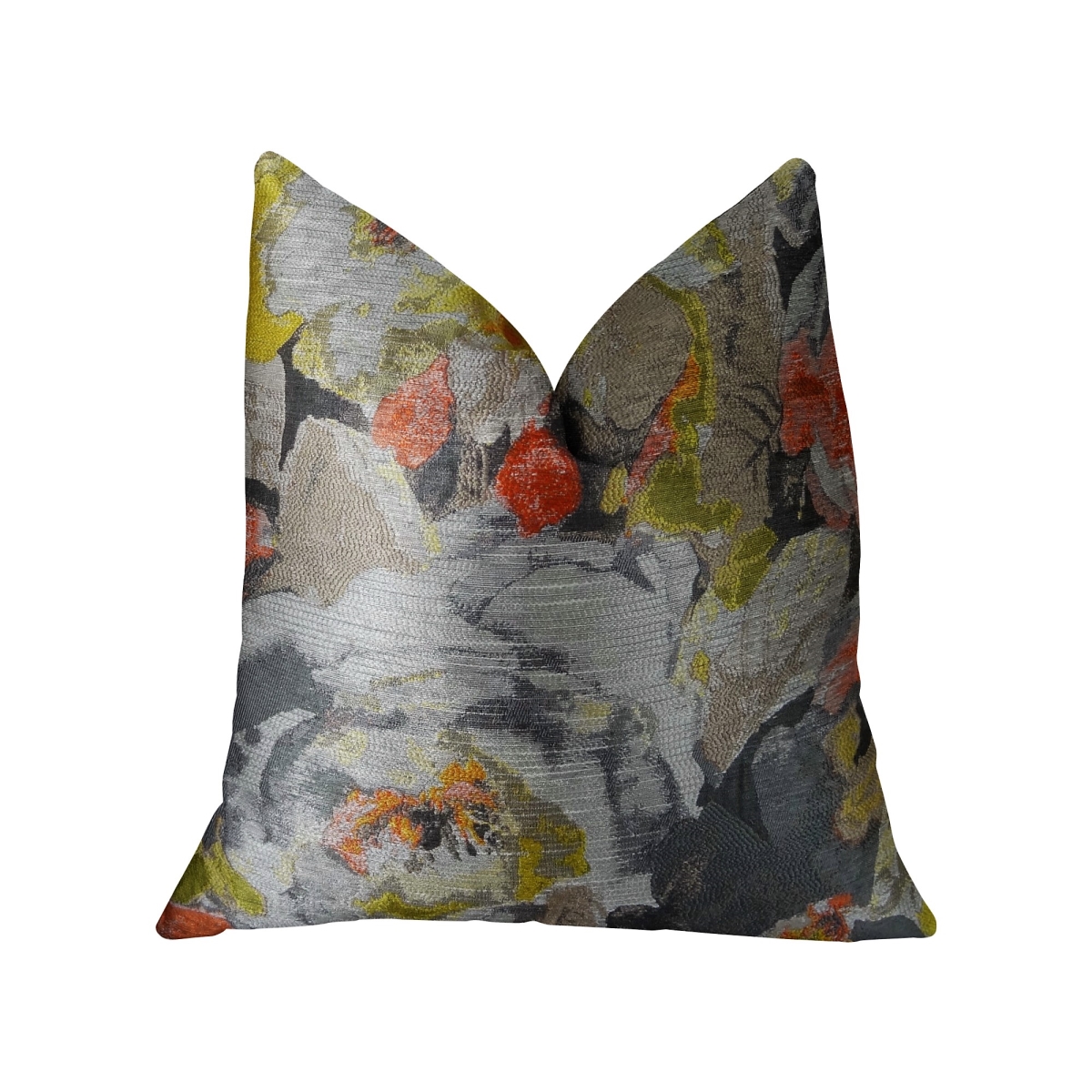 PBRAZ382-1220-DP Fairy Garden Gray Yellow & Coral Handmade Luxury Pillow, 12 x 20 in.