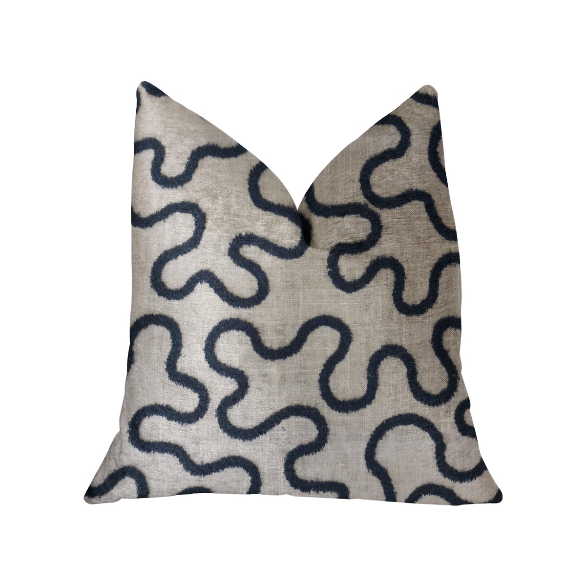 Chandra Taal Blue & Beige Luxury Throw Pillow, 12 x 20 in.