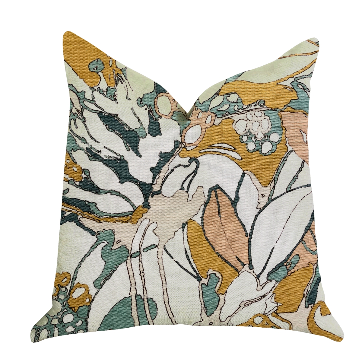 Camellia Floral Multi Color Luxury Throw Pillow, 24 x 24 in.