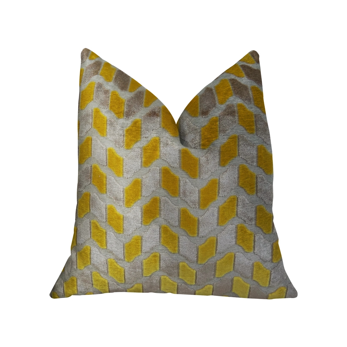 Gold Snow Copper & Taupe Handmade Luxury Pillow, 20 x 20 in.