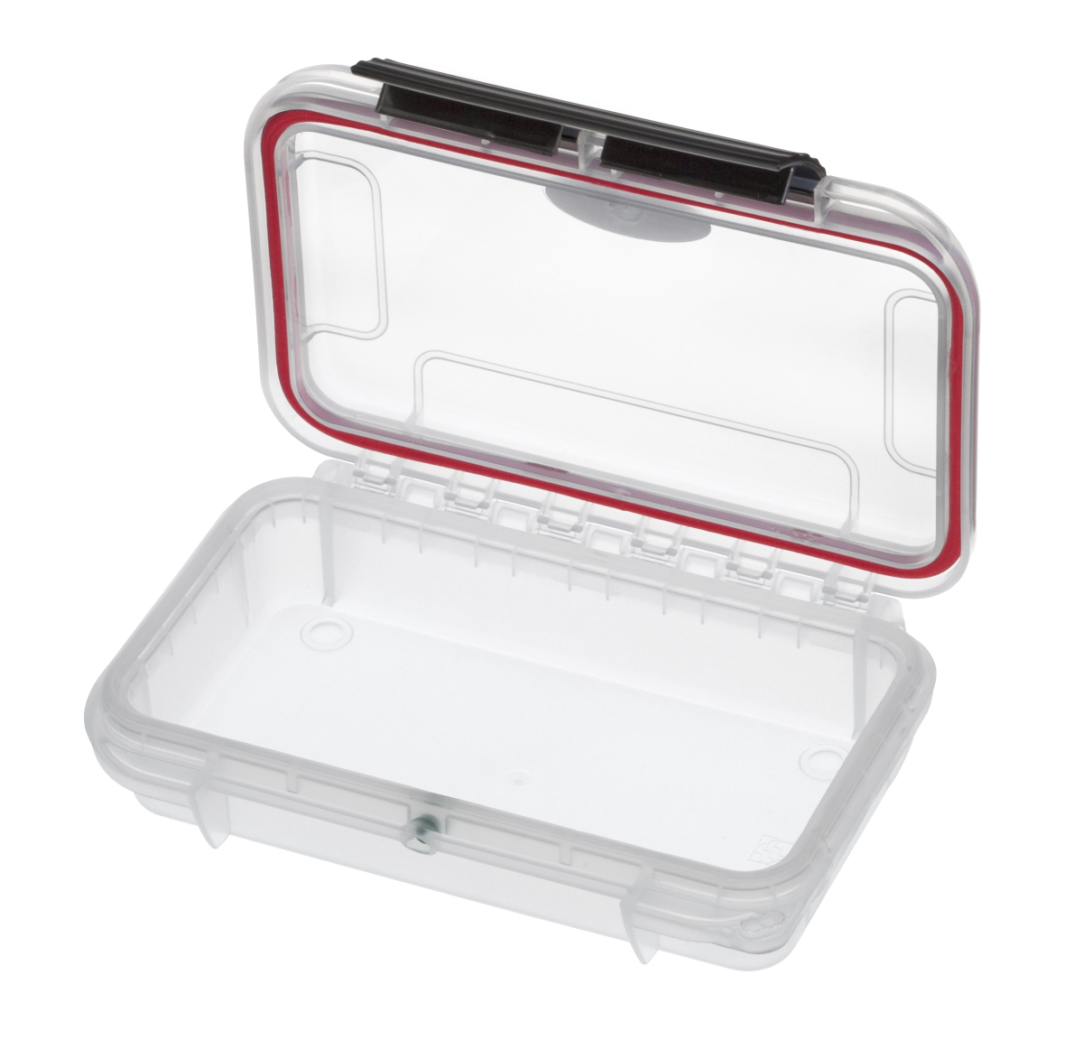 Max MAX001VT.113 6.88 x 4.52 x 1.85 in. Water & Dust Proof Tackle Box with Four Compartments, Transparent Protective Case