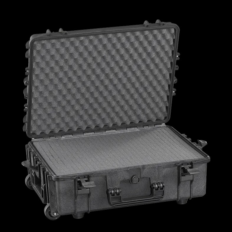 Picture of Panaro MAX540H190STR Cubed Foam 15 mm Plain plus 2 x 60 mm Cubed plus 50 mm Convoluted Waterproof Polypropylene Case with Wheels&#44; Extendable Handle & Foam Inlay - Black