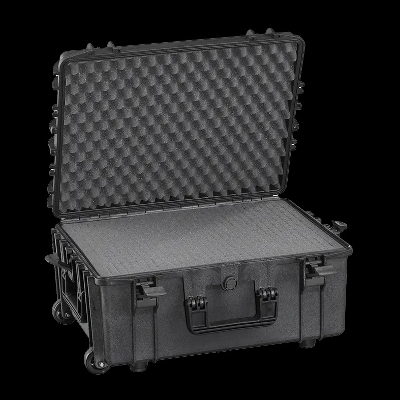 Picture of Panaro MAX540H245STR Cubed Foam 15 mm Plain plus 3 x 60 mm Cubed plus 50 mm Convoluted Waterproof Polypropylene Case with Wheels&#44; Extendable Handle & Foam Inlay - Black