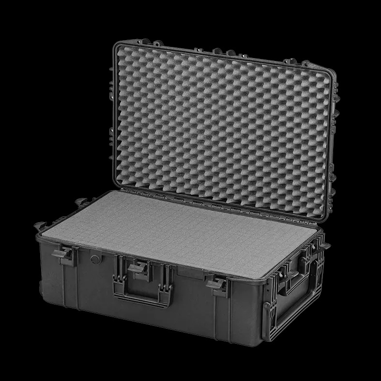 Picture of Panaro MAX750H280S Cubed Foam 40 mm Plain plus 3 x 60 mm Cubed plus 55 mm Convoluted Waterproof Polypropylene Case with Wheels&#44; Fold Down Handle & Foam Inlay - Black