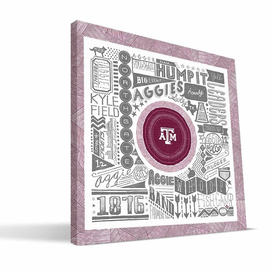 Texas A & M Pictograph Canvas, 24 x 24 in.