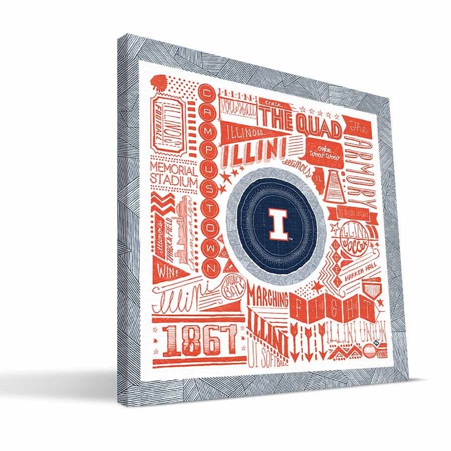 Illinois Pictograph Canvas - 24 x 24 in.