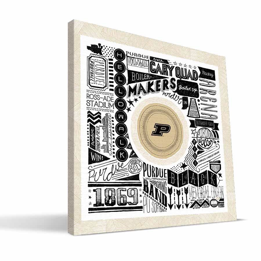Purdue Pictograph Canvas, 24 x 24 in.